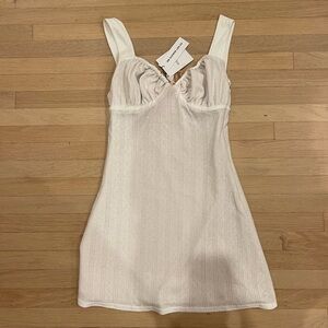 With Jean White Pointelle Dress with Rose